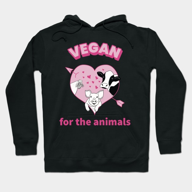 Vegan for the animals - cute cartoon farm animals Hoodie by Crystal Raymond